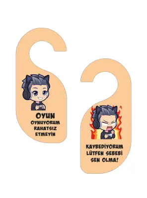 Oyun Oynuyorum Erkek Kapı Askısı Kapı Uyarı Levhası - 2