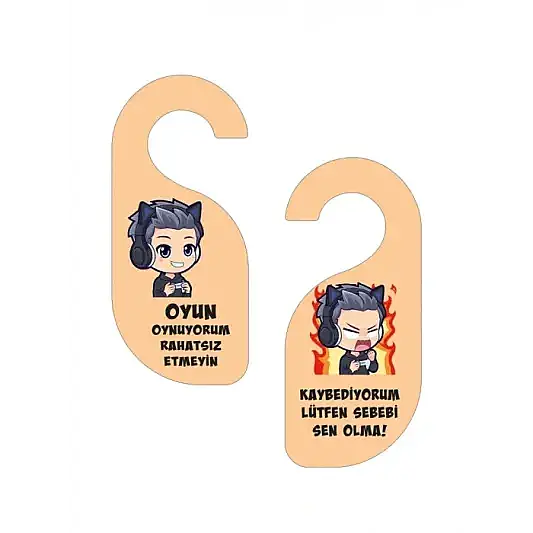 Oyun Oynuyorum Erkek Kapı Askısı Kapı Uyarı Levhası - 3