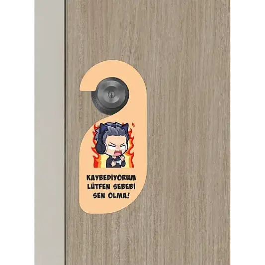 Oyun Oynuyorum Erkek Kapı Askısı Kapı Uyarı Levhası - 6