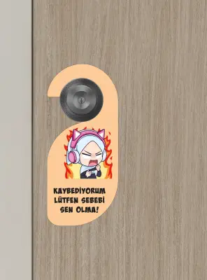 Oyun Oynuyorum Kız Kapı Askısı Kapı Uyarı Levhası - 3