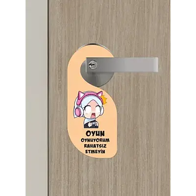 Oyun Oynuyorum Kız Kapı Askısı Kapı Uyarı Levhası - 5