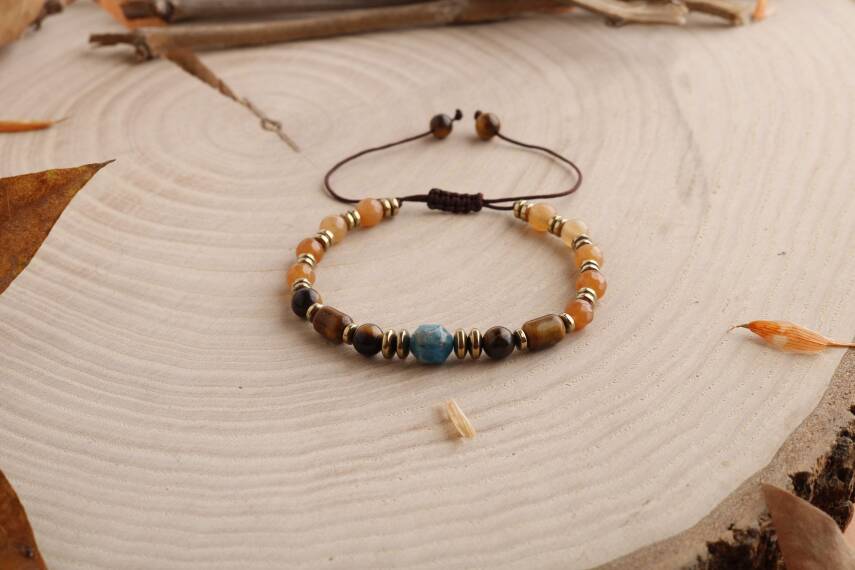 Patara Kaplangözü Aventurin Apatit Doğal Taş Bileklik - 4