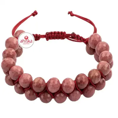 Pembe Jasper 8mm Çift Sıra Makrome Doğal Taş Bileklik - 3