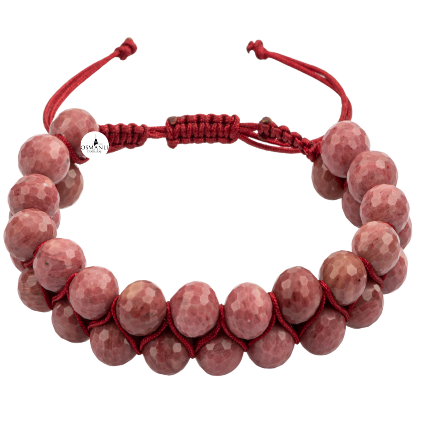 Pembe Jasper 8mm Çift Sıra Makrome Doğal Taş Bileklik - 2
