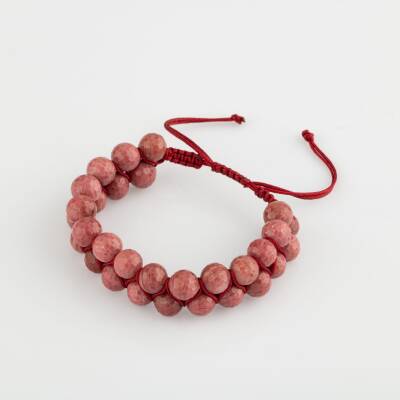 Pembe Jasper 8mm Çift Sıra Makrome Doğal Taş Bileklik - 4