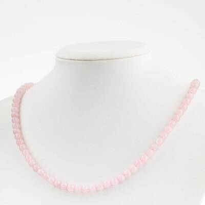 Pembe Kuvars 6 mm Dizi Doğal Taş Kolye - Doğal Taş