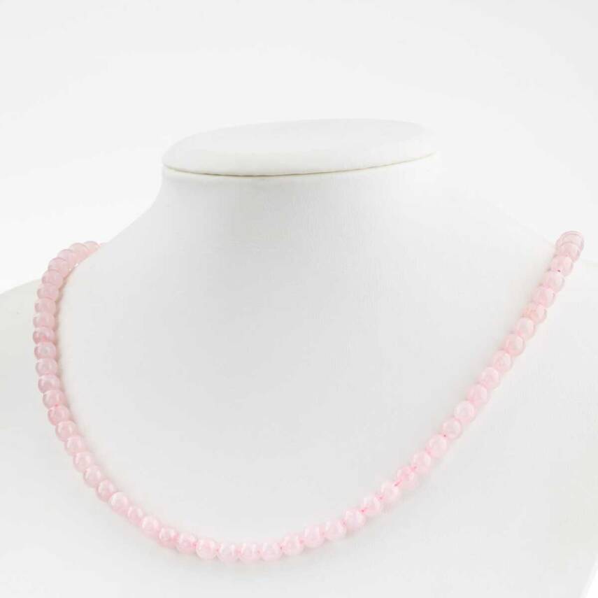 Pembe Kuvars 6 mm Dizi Doğal Taş Kolye - 1