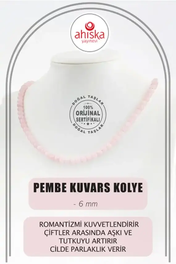 Pembe Kuvars 6 mm Dizi Doğal Taş Kolye - 2