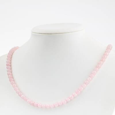 Pembe Kuvars 6 mm Dizi Doğal Taş Kolye - 2
