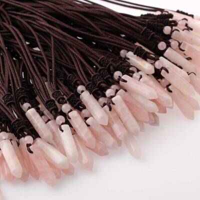 Pembe Kuvars Doğal Taş Kolye Ucu 3cm - Doğal Taş (1)
