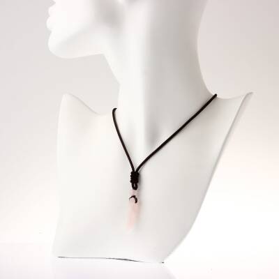 Pembe Kuvars Doğal Taş Kolye Ucu 3cm - 2