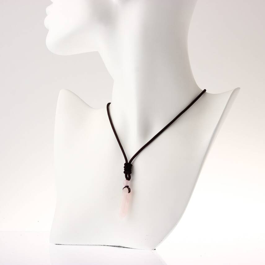 Pembe Kuvars Doğal Taş Kolye Ucu 3cm - 2