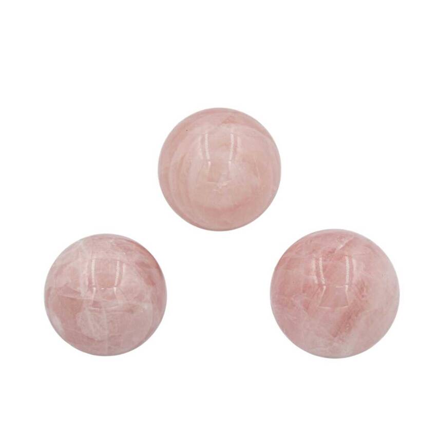 Pembe Kuvars Doğal Taş Küre Tımbıl El Taşı - 2