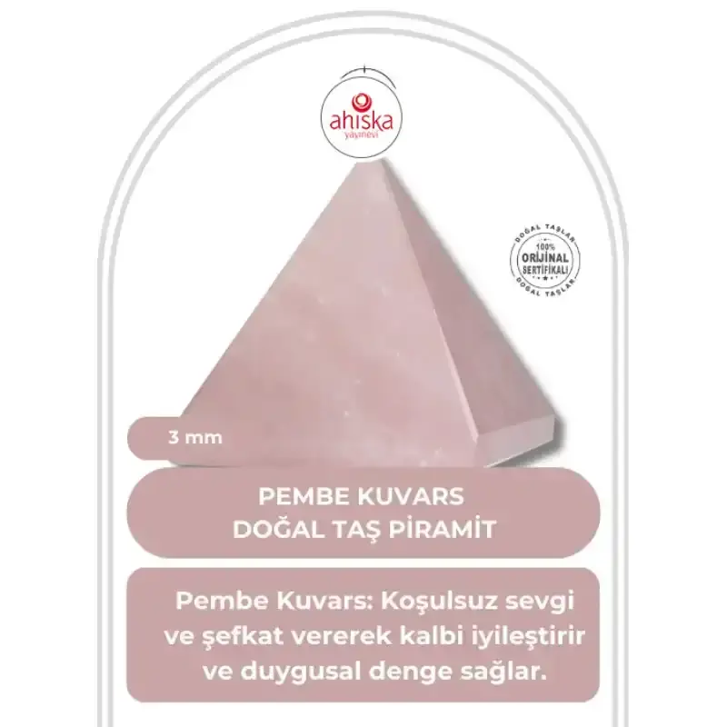 Pembe Kuvars Doğal Taş Piramit - 3cm - 2