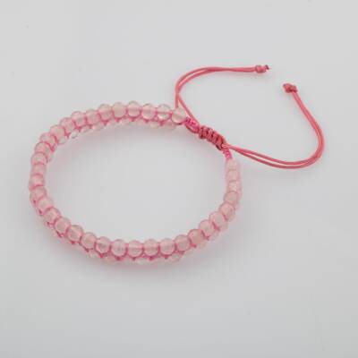 Pembe Kuvars (Gül Kuvars) 3-4mm Çift Sıra Doğal Taş Bileklik - 4