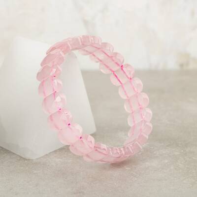 Pembe Kuvars (Gül Kuvars) Doğal Taş Geniş Kesim Bileklik - Osmanlı Doğaltaş
