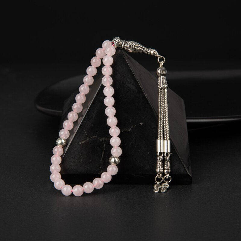 Pembe Kuvars (Gül Kuvars) Doğal Taş Tesbih 33lük - 6mm - 1