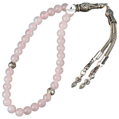 Pembe Kuvars (Gül Kuvars) Doğal Taş Tesbih 33lük - 6mm - Osmanlı Doğaltaş