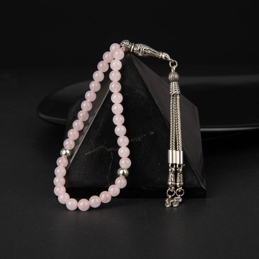 Pembe Kuvars (Gül Kuvars) Doğal Taş Tesbih 33lük - 6mm - 3