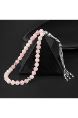 Pembe Kuvars (Gül Kuvars) Doğal Taş Tesbih 33lük - 8mm - Osmanlı Doğaltaş