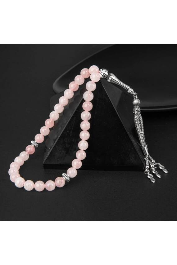 Pembe Kuvars (Gül Kuvars) Doğal Taş Tesbih 33lük - 8mm - 1
