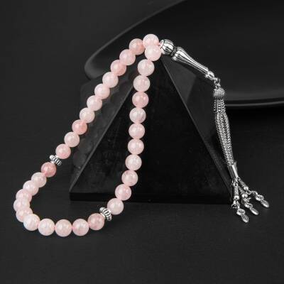 Pembe Kuvars (Gül Kuvars) Doğal Taş Tesbih 33lük - 8mm - Osmanlı Doğaltaş
