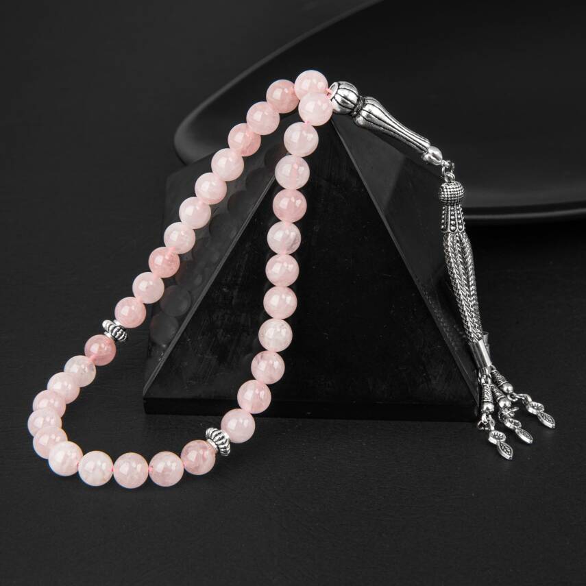 Pembe Kuvars (Gül Kuvars) Doğal Taş Tesbih 33lük - 8mm - 1