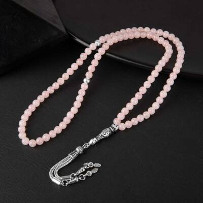 Pembe Kuvars (Gül Kuvars) Doğal Taş Tesbih 99luk - 6mm - Doğal Taş