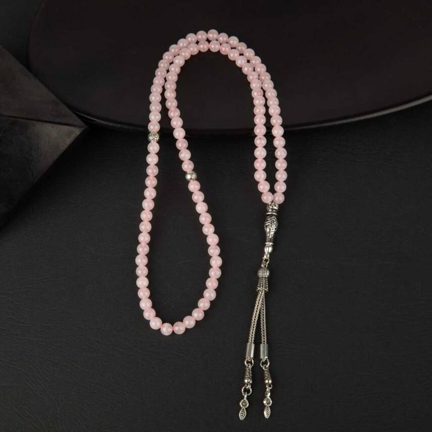 Pembe Kuvars (Gül Kuvars) Doğal Taş Tesbih 99luk - 6mm - 3