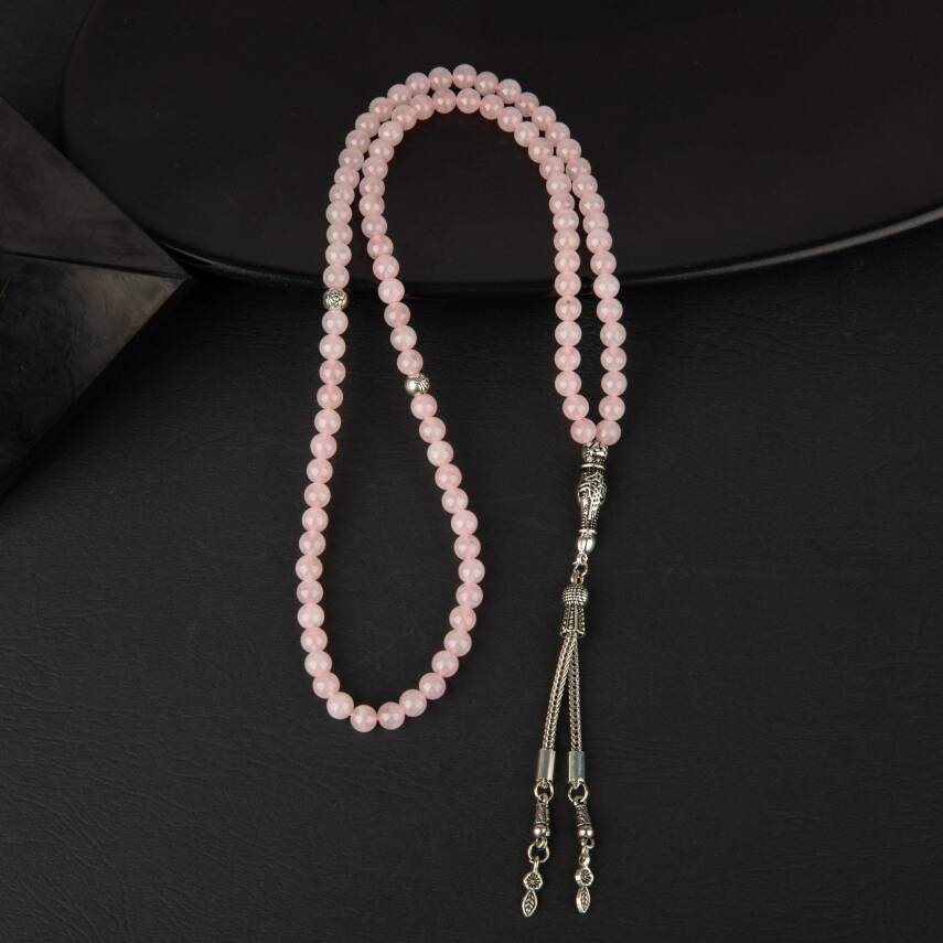 Pembe Kuvars (Gül Kuvars) Doğal Taş Tesbih 99luk - 6mm - 2