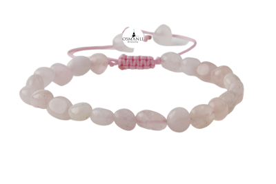 Pembe Kuvars (Gül Kuvars) Natürel Kesim Doğal Taş Bileklik - Osmanlı Doğaltaş
