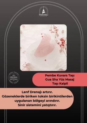 Pembe Kuvars Taşı Gua Sha Yüz Masaj Taşı Kalpli - 2
