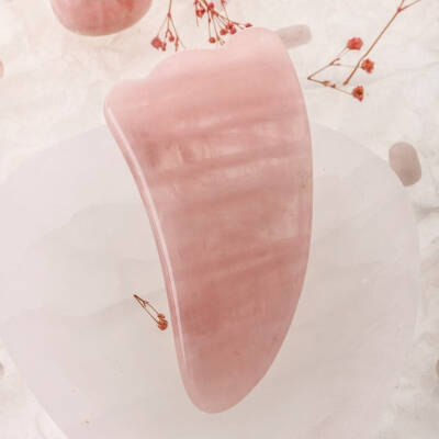 Pembe Kuvars Taşı Gua Sha Yüz Masaj Taşı Kaz Ayaklı - Osmanlı Doğaltaş