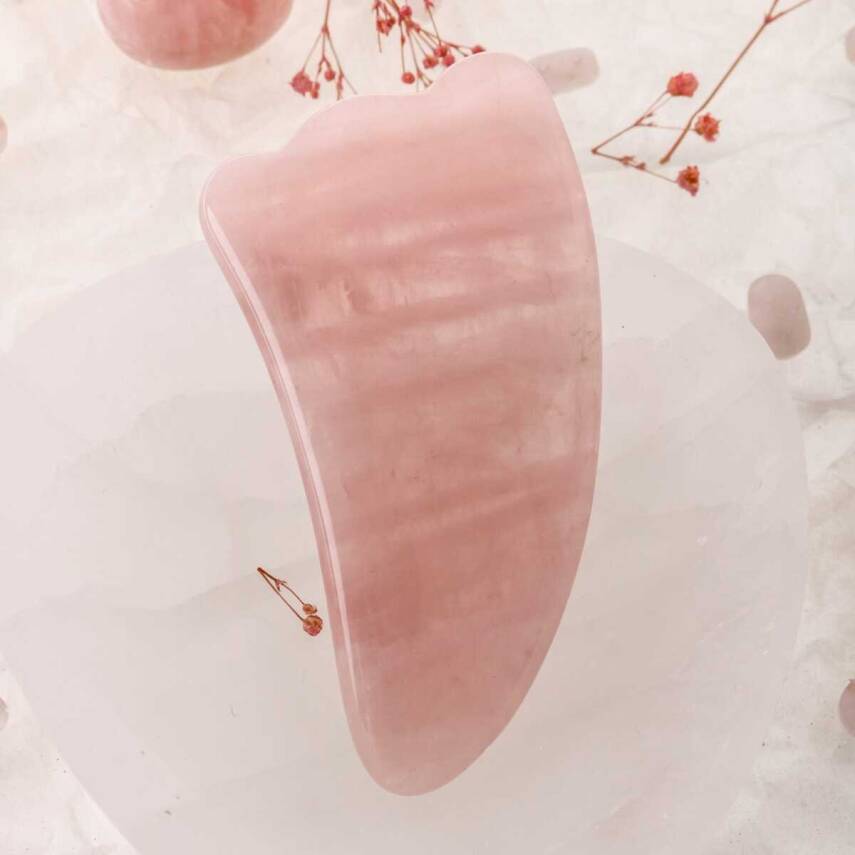 Pembe Kuvars Taşı Gua Sha Yüz Masaj Taşı Kaz Ayaklı - 2