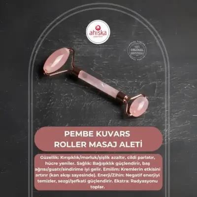 Pembe Kuvars Taşı Roller Masaj Aleti - Doğal Taş (1)