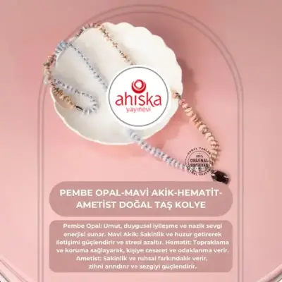 Pembe Opal-Mavi Akik-Hematit-Ametist Doğal Taş Kolye - Doğal Taş (1)
