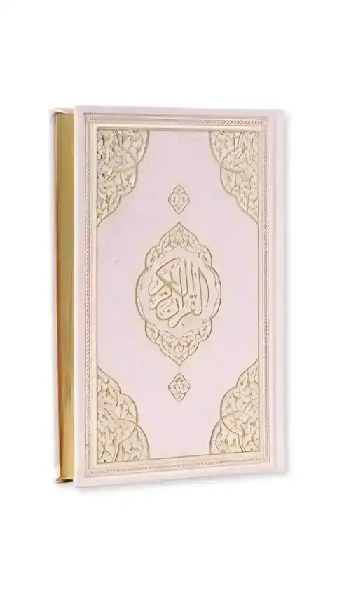 Pembe Orta Boy Kuranı Kerim Kenar Yaldızlı Deri Cilt - 1