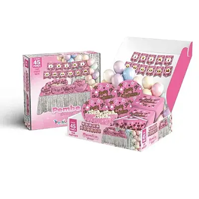 Pembe Parti Seti 8 Kişilik 45 Parça - Parti Ustası (1)