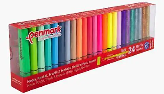 Penmark Fosforlu Neon + Pastel Tropik + Metail Simli Renk Kalem 1-5 mm Kesik Uç 24 Lü - 2