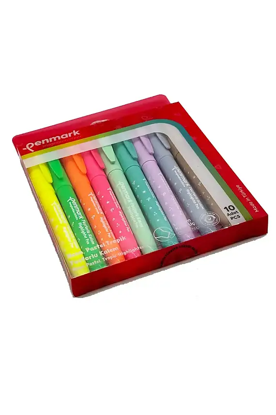 Penmark Kalem Tipi Fosforlu Bristol Kalem Neon Pastel Tropik Renkler 10 Lu - 1