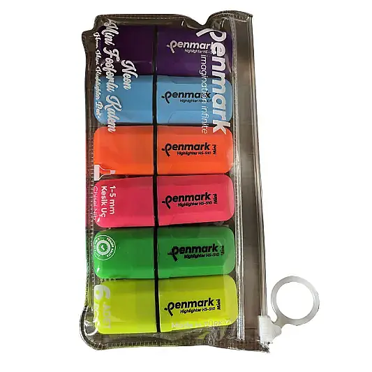 Penmark Mini Fosforlu Kalem 6 Lı Neon Renkler - 1