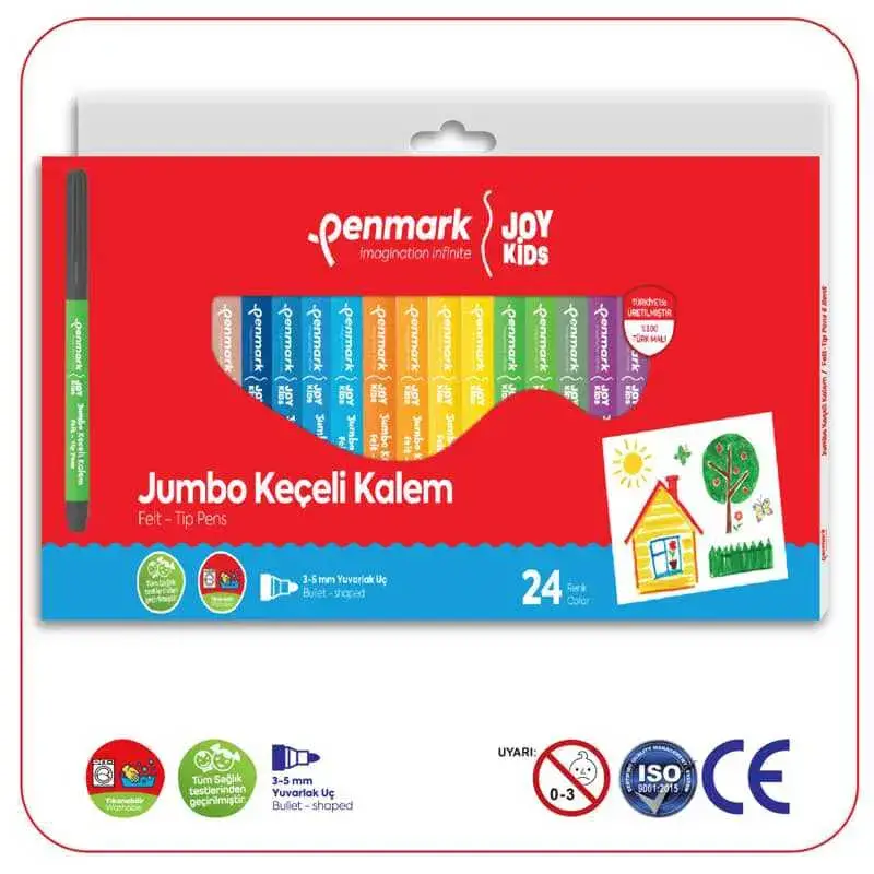 Penmark Yıkanabilir Süper Jumbo Keçeli Kalem 24 Lü - 1