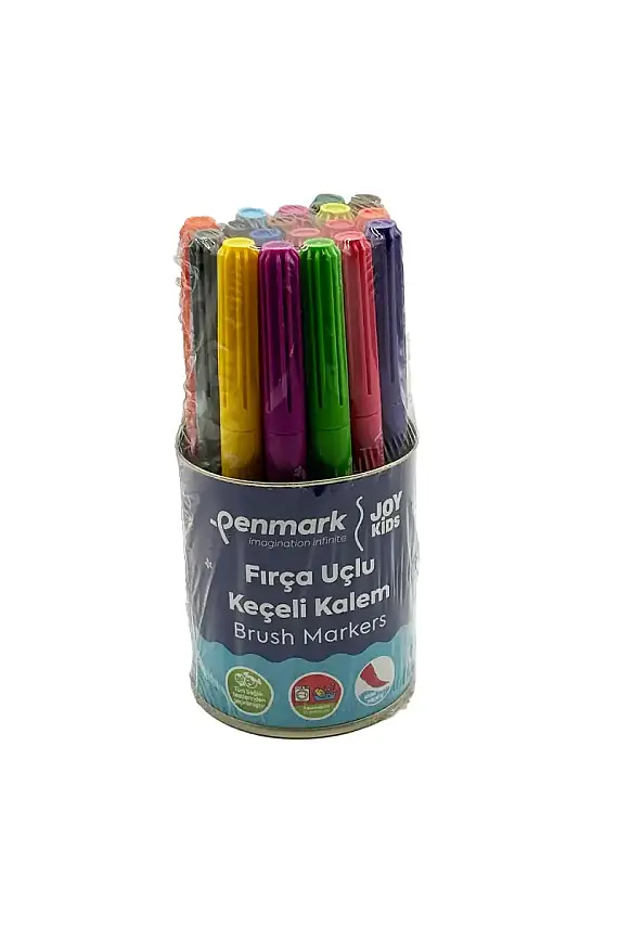 Penmark Yıkanabilir Süper Jumbo Keçeli Kalem Brush Uç 18 Li Metal Kutu - 1