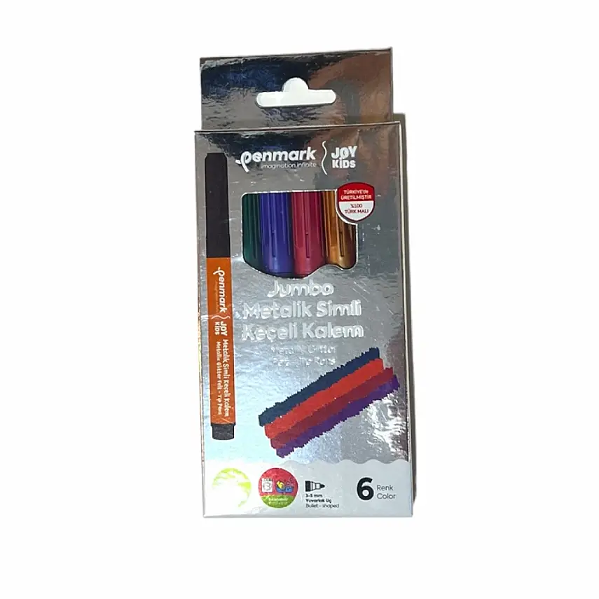 Penmark Yıkanabilir Süper Jumbo Metalik Simli Keçeli Kalem 6 Lı - 1