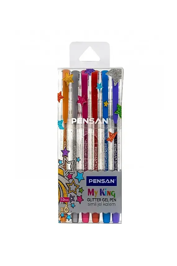 Pensan Glitter Simli Jel Kalem 1 mm 6 Lı Set - 1