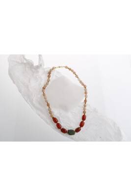 Peru, Akik Güneş Taşı Doğal Taş Kolye - 2