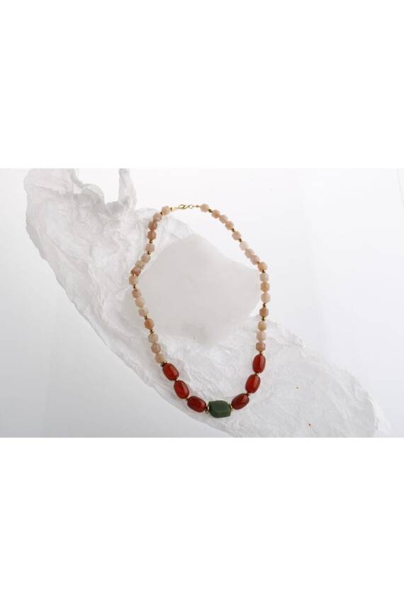 Peru, Akik Güneş Taşı Doğal Taş Kolye - 2