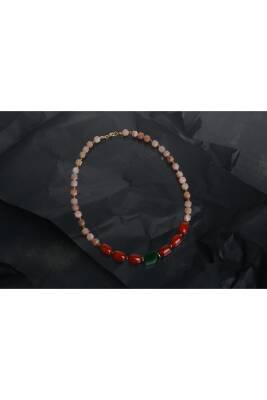 Peru, Akik Güneş Taşı Doğal Taş Kolye - 3