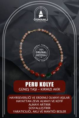 Peru, Akik Güneş Taşı Doğal Taş Kolye - Osmanlı Doğaltaş