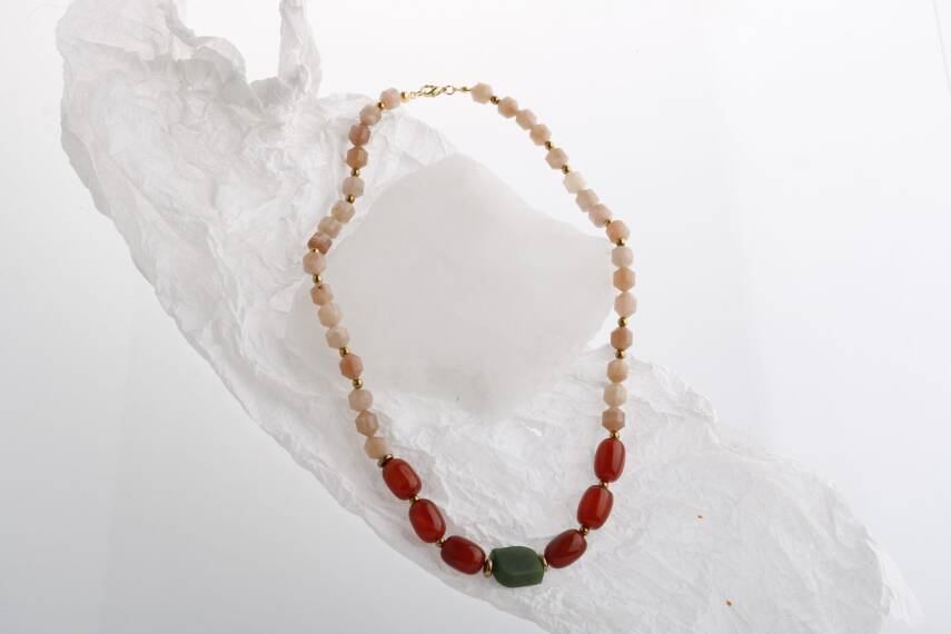 Peru, Akik Güneş Taşı Doğal Taş Kolye - 2